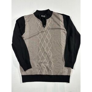 Studio by Omega Men's Pullover Sweater Black/Gray Diamond Pattern Size XL